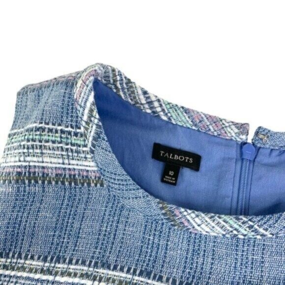 Talbots Blue Tweed Striped Sheath Dress - Picture 5 of 7